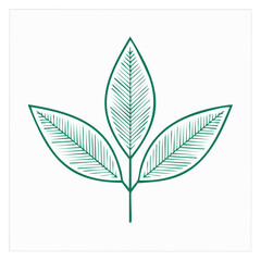 Stylized Illustration of Three Green Leaves on a Stem Simple Botanical Design