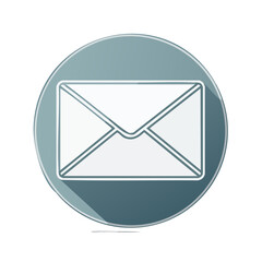 Mail envelope icon on a blue circle with shadow for messaging and communication design.