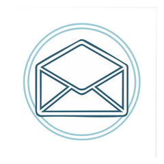Envelope icon illustration in blue circle, email communication concept, newsletter design, vector graphics for websites and applications