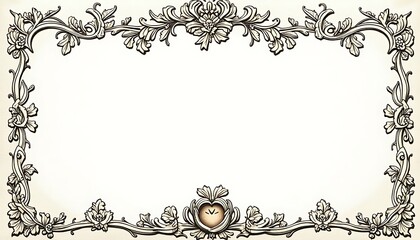 Floral Frame with Heart Shape for Invitation or Certificate