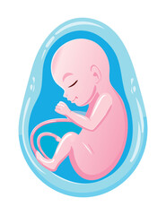 Light Skinned Fetus Sleeping in Womb Art
