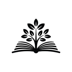 Tree of knowledge growing from an open book symbol