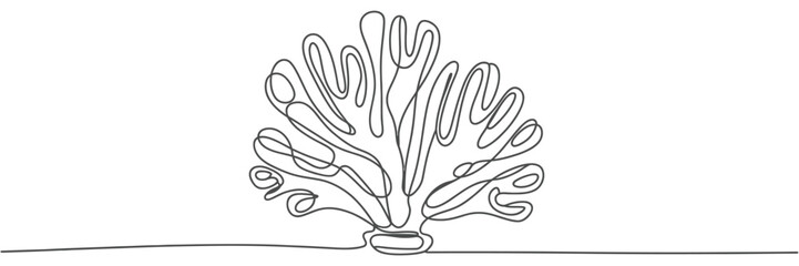 Abstract continuous line drawing of a branching coral on a white background