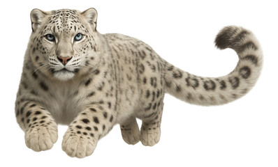 Obraz premium Snow leopard with thick, pale fur and long tail