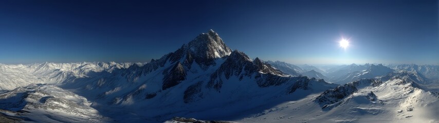 Breathtaking 360 degrees panoramic hdr landscape alpine mountains winter wonderland view