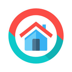 House Icon in Circle Ring: Real Estate, Home Security, Insurance, and Property Logo