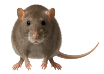 Norway rat with gray-brown fur and long, hairless tail