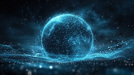 Obraz premium Celestial sphere digital representation with star lines, astronomy data visualization concept of cosmic spatial mapping