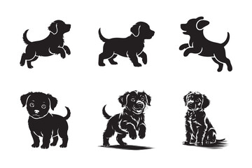 Cute Dog Clipart Collection  Playful Puppy Poses for Stickers & Design

