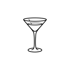 Minimalist black line drawing of a martini glass with a drink