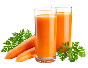 Carrot juice refresh on black background