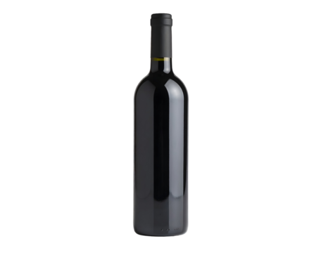 Red wine bottle on black background