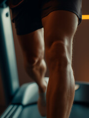 Legs Of Runner On Treadmill Close-Up