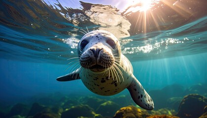 Curious seal underwater
