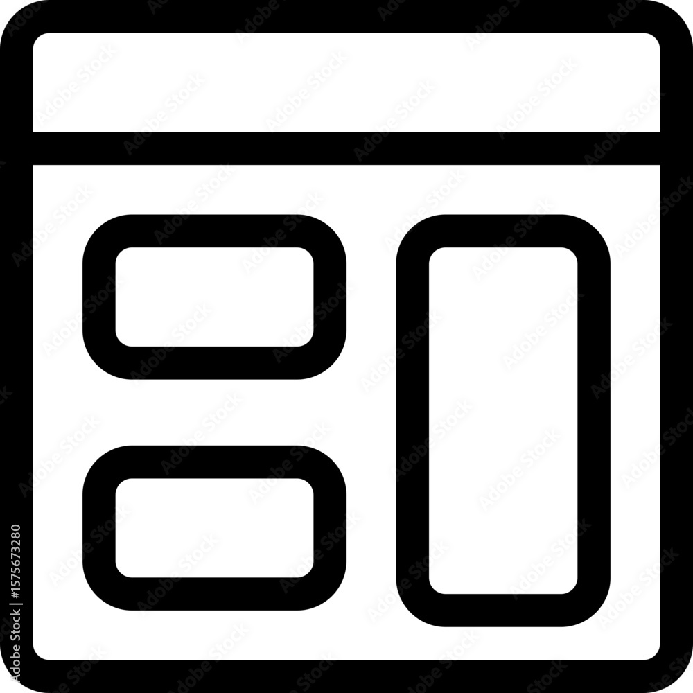 Fototapete minimalist black and white icon illustrating a digital dashboard layout or a user interface grid for