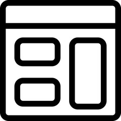 Obraz premium Minimalist black and white icon illustrating a digital dashboard layout or a user interface grid for a web application or online webinar presentation