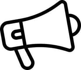 Megaphone line icon for digital marketing and online webinar announcements. Bullhorn symbol representing voice, promotion, and broadcast communication
