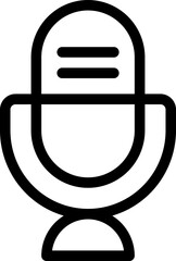 Minimalist microphone line icon for podcasting, broadcasting, and webinar presentations. Simple vector graphic for audio recording and communication