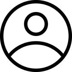 Black and white user avatar line icon for a personal account or contact. Vector graphic symbol for a webinar participant, employee profile, or member
