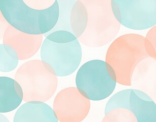 Abstract watercolor illustration featuring overlapping circles in soft pastel colors, creating a harmonious and soothing visual experience for artistic design and creative projects