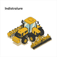 yellow bulldozer excavator vector