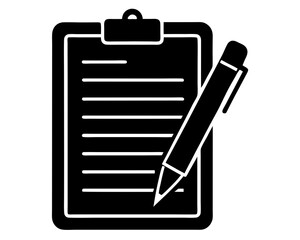 Clipboard and Pen silhouette vector illustration