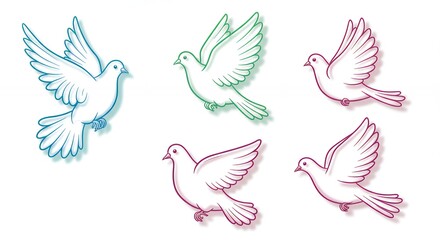 Obraz premium Four white doves in flight design