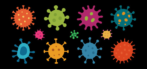 Cartoon Virus Collection in Flat Vector Style