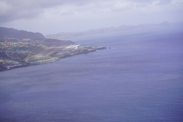 Funchal Madeira, Portugal, July 8, 2025. The approach to Funchal Airport on the island of Madeira...