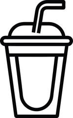 Simple outline of disposable cup with straw