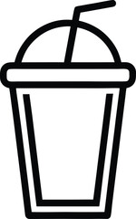 Simple outline of disposable cup with straw