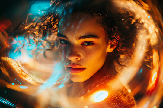 Energetic Dance Lesson With Rollers Vibrant Neon Lights Motion Urban Youth Style Generative AI - Powered by Adobe