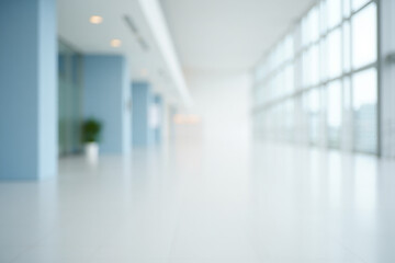 Blurred interior of a modern building hallway