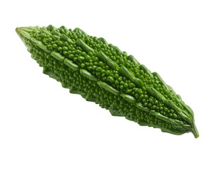 Isolated green bitter melon against black