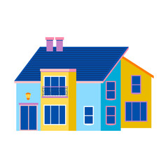 Vector illustration of urban and suburban buildings, real estate and architecture.