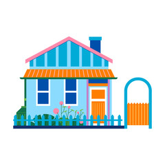 Vector illustration of urban and suburban buildings, real estate and architecture.