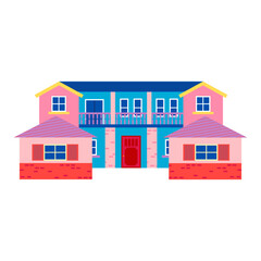 Vector illustration of urban and suburban buildings, real estate and architecture.