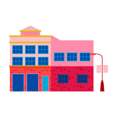 Vector illustration of urban and suburban buildings, real estate and architecture.