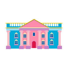 Vector illustration of urban and suburban buildings, real estate and architecture.