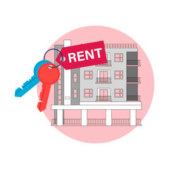 Vector illustration of urban and suburban buildings, real estate and architecture.