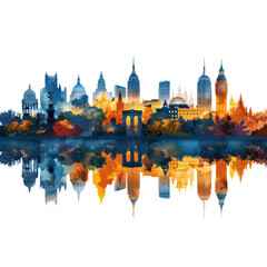 Fototapeta premium festival skyline composite of global landmarks, isolated object, white background