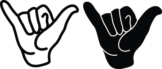 Shaka Sign Silhouette Flat and Outline Design © AnukulChandra