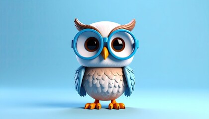 Cute cartoon owl wearing glasses