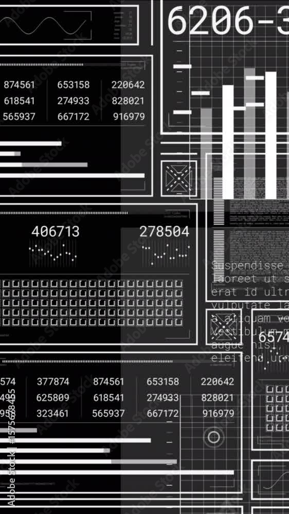 Aufkleber animation of digital data processing over black background