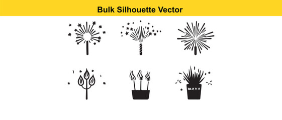 Bulk Silhouette Vector: Black and White Plant Icons for Design Projects
