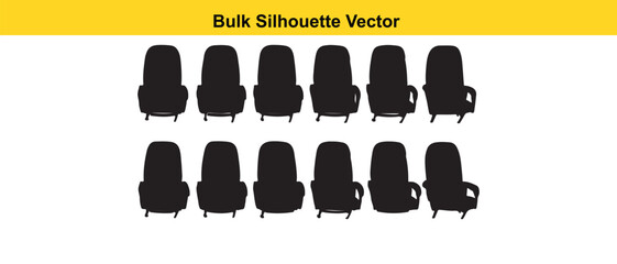 Bulk Silhouette Vector of Armchairs in Black, Isolated on White