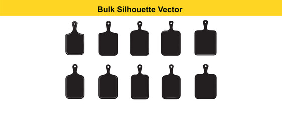 Bulk Silhouette Vector of Cutting Boards, Black and White Kitchenware