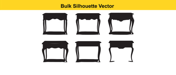 Antique Table Silhouette Vector Set, Vintage Furniture Design Elements