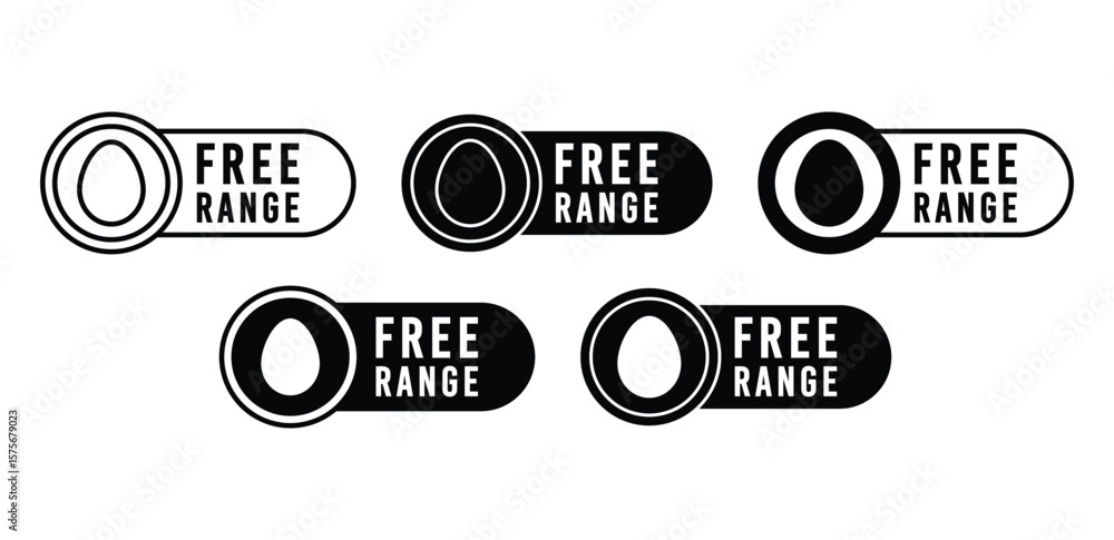 Poster free range icon black and white toggle switch design elements vector template