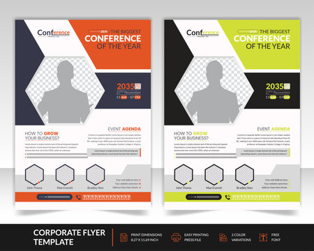 Professional business conference flyer design for company seminar or forum